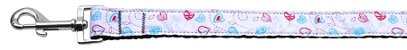 Patriotic Crazy Hearts Nylon Dog Leash 3/8 inch wide 4ft Long